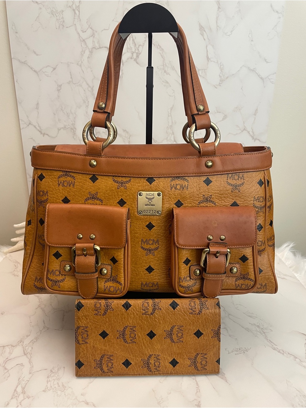 MCM Vintage Top Handle Satchel / Tote Cognac Visetos Monogram Pre-Owned - Picture 1 of 14